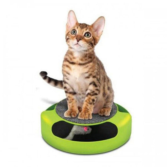 KFX-3993149 Interactive Mouse Cat Toy with Scratch Board - Green Plastic Fun for Kittens