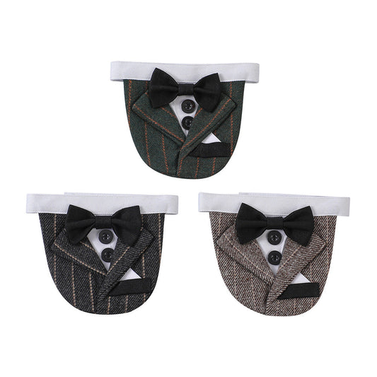 KFX-3998525 Triangular Striped Wedding Napkin in Dark Gray, Green, and Coffee Brown - Cotton-Polyester Blend