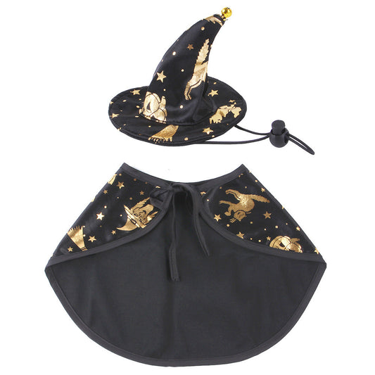 KFX-4024765 Halloween Themed Cloak and Hat Set for Pets - Stylish Costume for Dogs and Cats