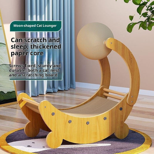 KFX-4025917 Moon Boat Cat Scratch Board - Corrugated Paper Design for Fun and Durable Play
