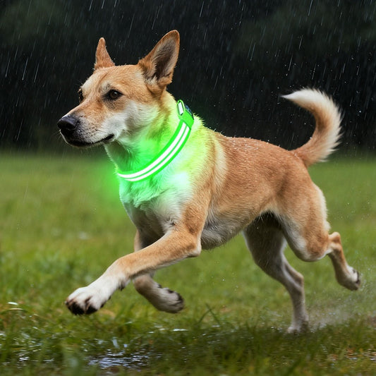 KFX-4033469 Luminous Double Fiber Dog Collar in Various Colors and Sizes