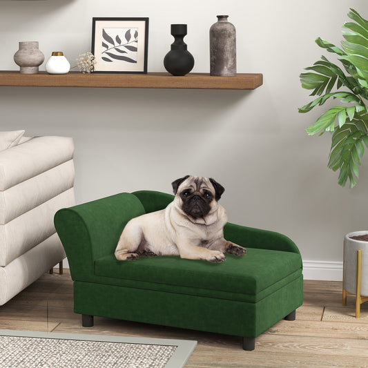 KFX-4045629 Pet Sofa Bed with Storage for Cats and Small Dogs - Thickly Cushioned, Velvety Fabric, Eucalyptus Wood Frame