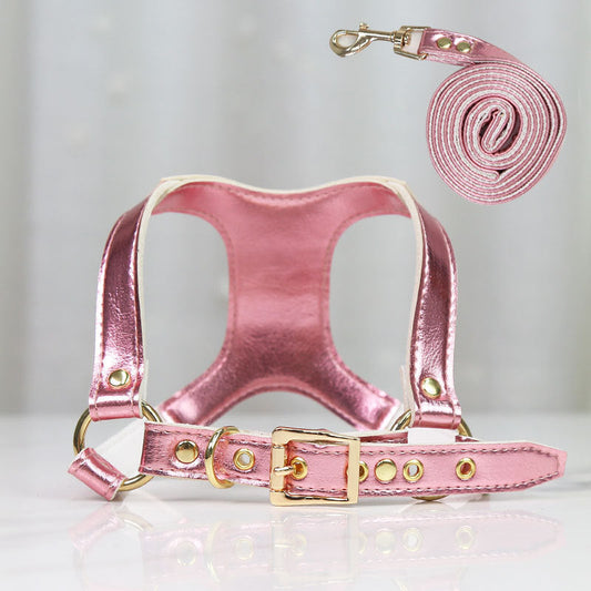 KFX-4046269 Leather Chest Strap and Leash for Dogs and Cats - Scalable Design in Multiple Colors