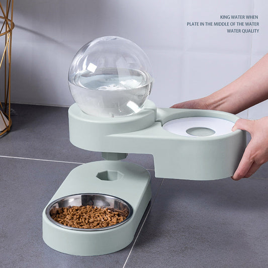 KFX-4047165 Automatic Pet Water Dispenser with 1.8L Capacity for Dogs and Cats - Double Layer Feeding Bowl in Pink and Blue