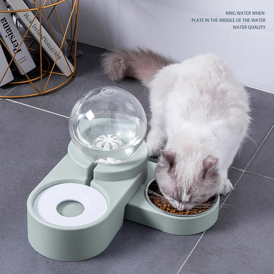 KFX-4047165 Automatic Pet Water Dispenser with 1.8L Capacity for Dogs and Cats - Double Layer Feeding Bowl in Pink and Blue