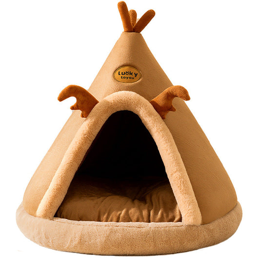 KFX-4051005 Cozy Dog and Cat Tent Bed in Various Colors with Thick Blanket Option