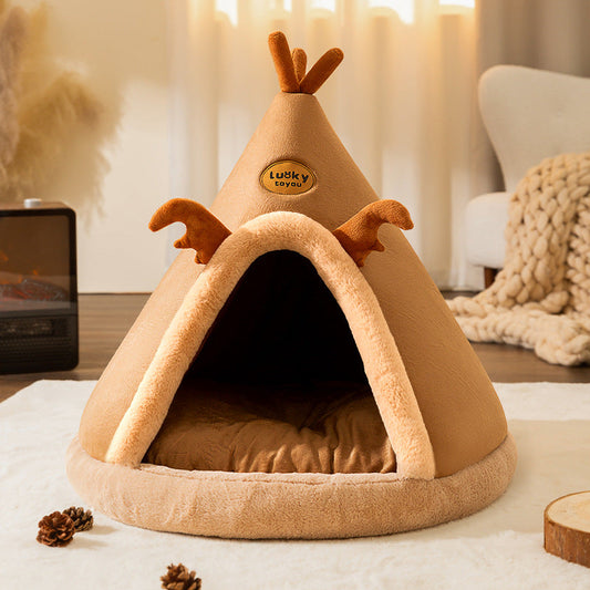 KFX-4051005 Cozy Dog and Cat Tent Bed in Various Colors with Thick Blanket Option