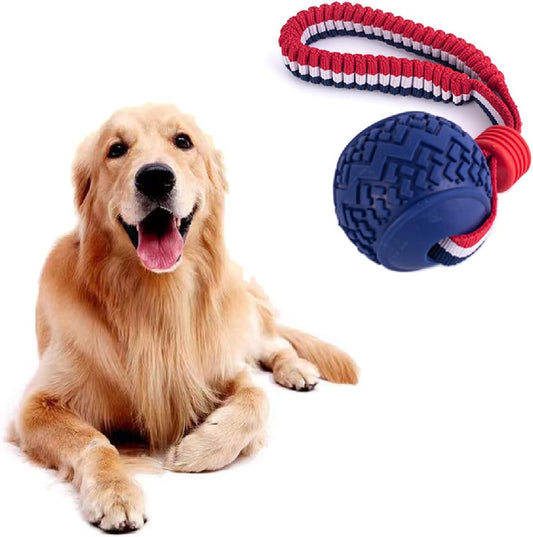 KFX-4054205 Durable Dog Ball Toy with Rope for Medium and Small Dogs - Non-Toxic and Ideal for Chewing and Tug-of-War