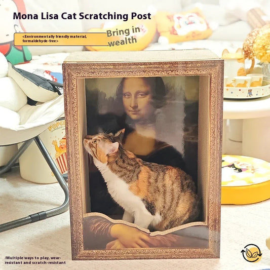 KFX-4058685 Mona Lisa Cat Nest & Scratch Board - Classic Cat Retreat for Play and Relaxation