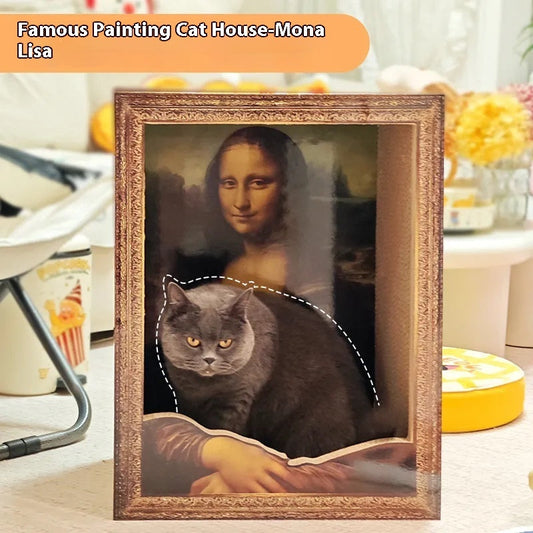 KFX-4058685 Mona Lisa Cat Nest & Scratch Board - Classic Cat Retreat for Play and Relaxation