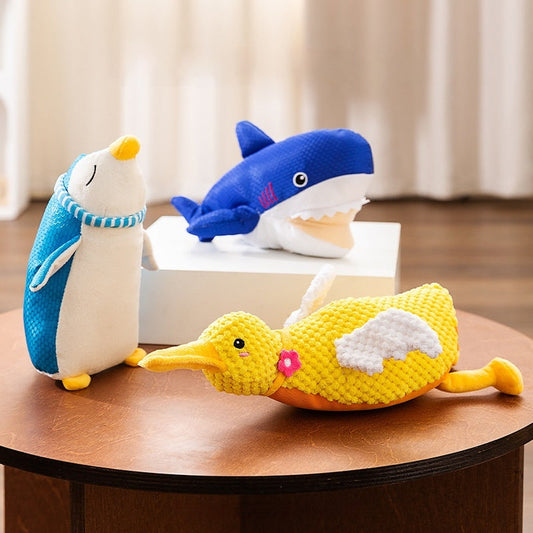 KFX-4072637 Bite-Resistant Molar Dog Toy Set – Funny Shark, Sleeping Goose & More