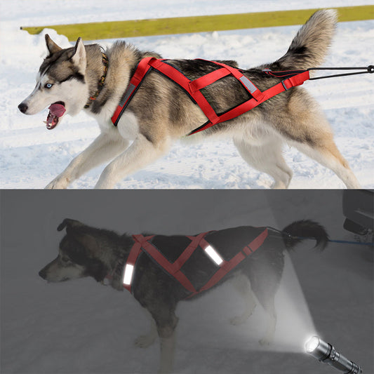 KFX-4084797 Dog Pull Cart Tow Rope with Adjustable Collar - Size M to 3XL in Crimson, Dark Black, and Delicate Yellow