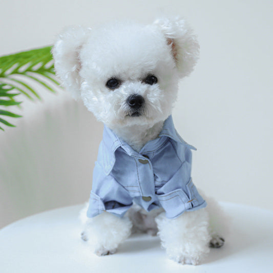 KFX-4097597 Denim Dog Shirt for Pets - Stylish Polyester Pet Clothing
