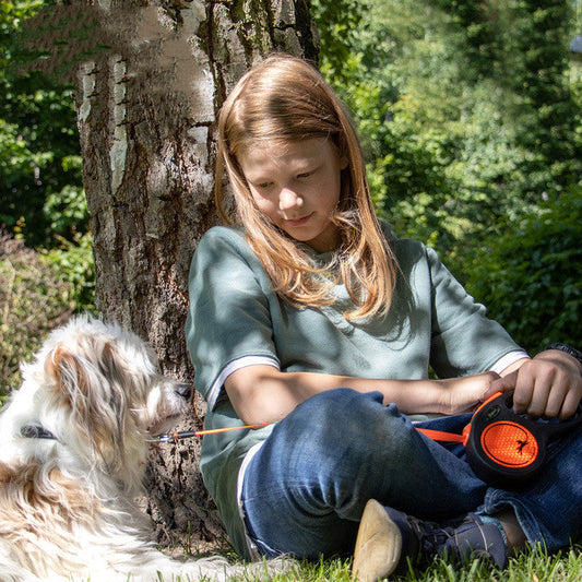 KFX-4106557 Automatic Retractable Orange Dog Leash - 5M Length for Small and Medium Dogs