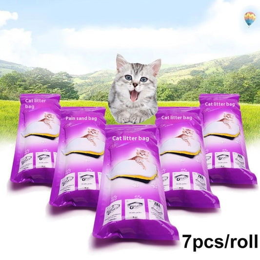 KFX-4108349 Durable Disposable Cat Sandbags with Drawstring – 7 Pieces per Roll, Sizes Small, Medium, Large