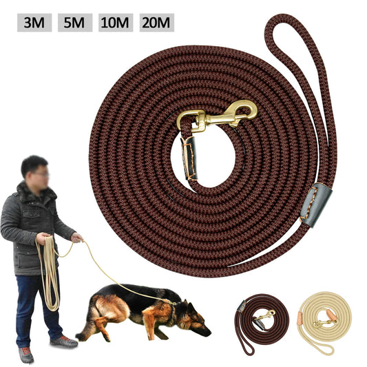 KFX-4112317 Adjustable Dog Training Belt - Available in Beige and Coffee, Lengths from 3m to 20m, 0.8cm Diameter