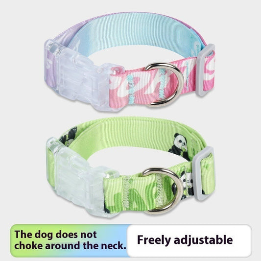 KFX-4120253 Cartoon Gradient Adjustable Dog Collar with Panda Design in Multiple Sizes
