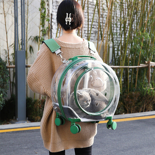 KFX-4120509 Transparent Space Capsule Pet Trolley Bag - Geometric Pattern, Medium Hard Material, 7.5kg Capacity