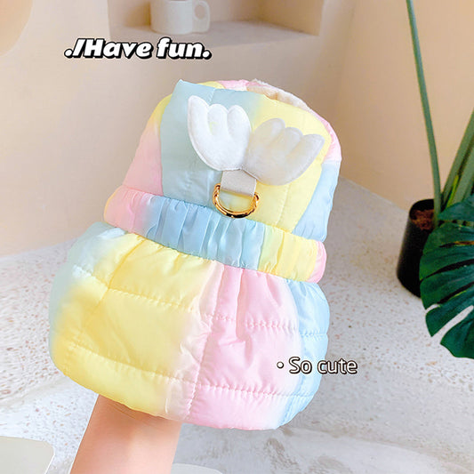 KFX-4122813 Rainbow Cotton Skirt for Small Pets - Winter Style, Thickened Design