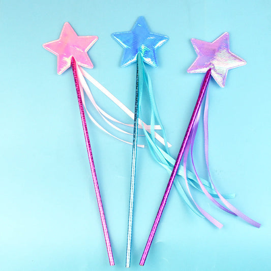 KFX-4124861 Five-Pointed Star Tassel Cat Teaser Toy in Pink, White, Blue, and Purple