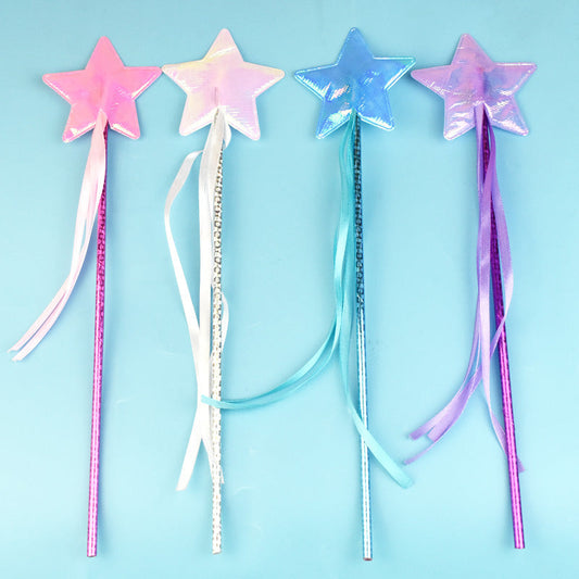 KFX-4124861 Five-Pointed Star Tassel Cat Teaser Toy in Pink, White, Blue, and Purple