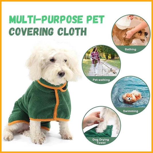 KFX-4133949 Microfiber Dog Bathrobe and Pet Drying Coat - Absorbent Towel for Medium to Large Dogs and Cats