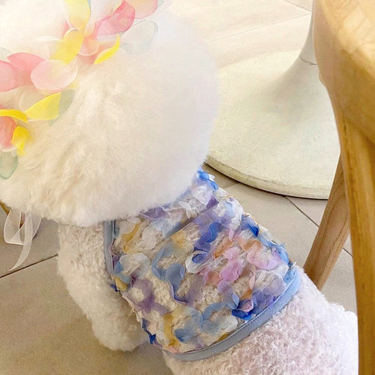 KFX-4134333 Fairy Petal Summer Sling for Small Pets - Lightweight Polyester Carrier in Blue and Pink
