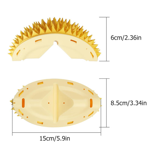 KFX-4137021 Durian-Shaped Cat Corner Scratcher and Self-Grooming Massage Comb for Indoor Cats