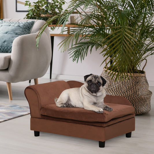 KFX-4143933 Cozy Pet Sofa Bed with Storage for Cats and Small Dogs - Brown