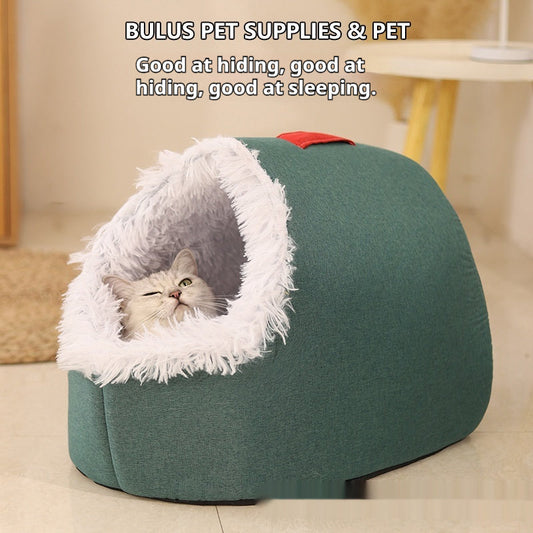 KFX-4149309 Thickened Insulated Enclosed Cat Bed in Various Colors and Sizes