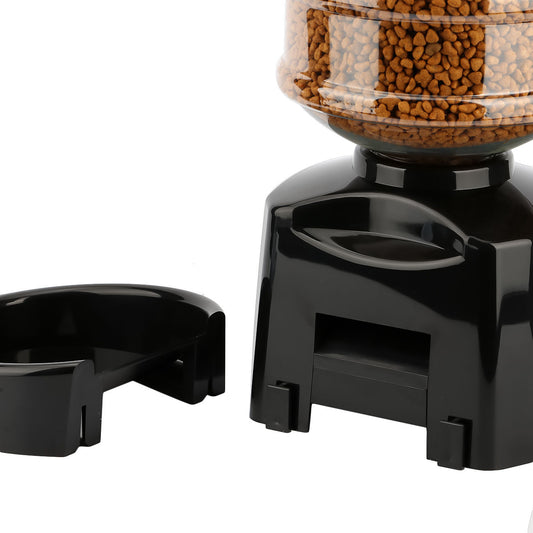 KFX-4154813 Automatic Pet Food Dispenser with Timing Function, 5.5L Capacity, Plastic Feed Container in Black and Red