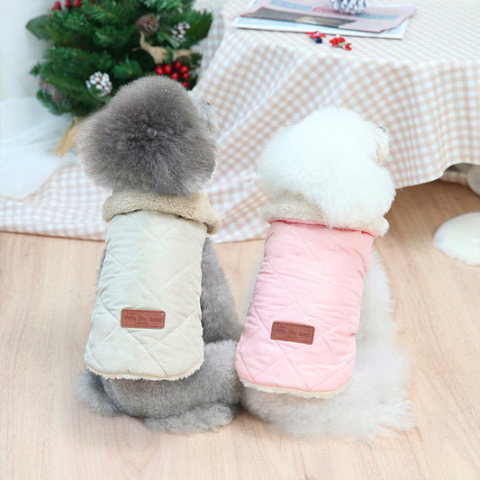 KFX-4157373 Cozy Cotton-Padded Jacket for Pets in Pink, Dark Green, and Beige