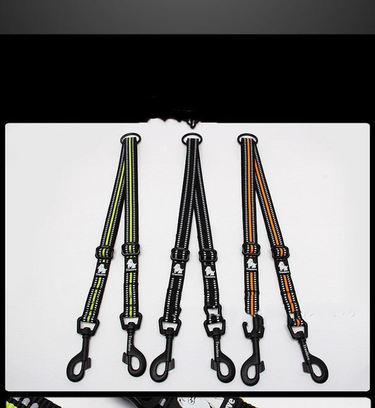 KFX-4172093 Double-Headed Nylon Dog Leash for Outdoor Use - Multiple Sizes Available