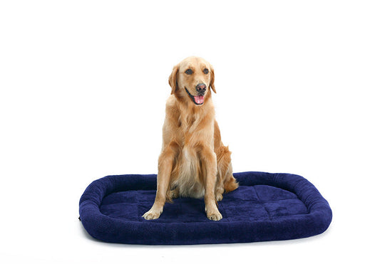 KFX-4178109 Velvet Pet Cushion in Dark Blue and Red