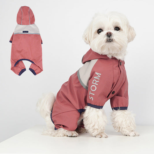 KFX-4186173 Trendy Waterproof Raincoat for Dogs - Casual Pet Clothing in Red, Green, Gray, Sizes S-XXL