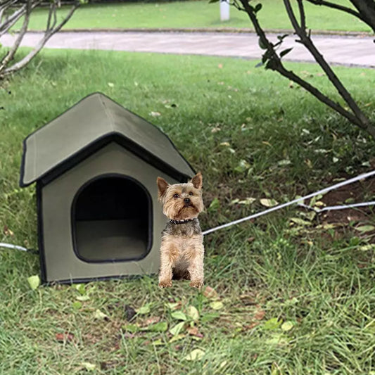 KFX-4187837 Waterproof Outdoor Dog Kennel and Cat House with Detachable Mat, Foldable Pet Shelter for Indoor and Outdoor Use