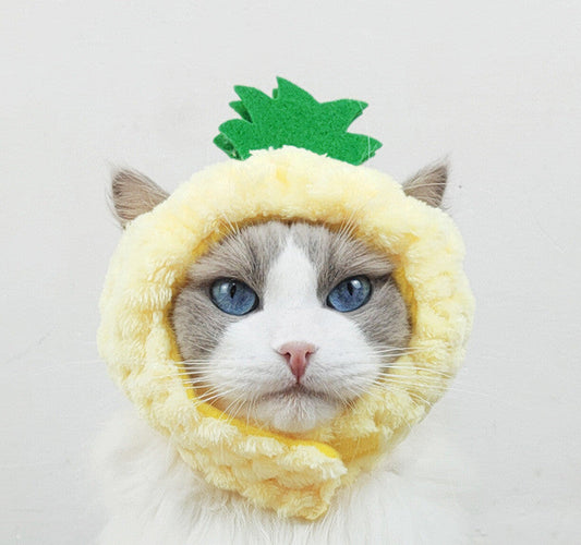 KFX-4188605 Pineapple Cat Hat Warm Puppet Headdress for Small Pets