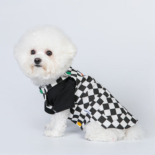 KFX-4191933 Thin Cotton Dog Vest in Black and White - Stylish Bib Suit for Dogs, Available in Multiple Sizes