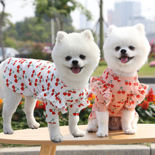 KFX-4203453 Dog Print Shirt Coat in White and Pink, Fashionable Polyester Design