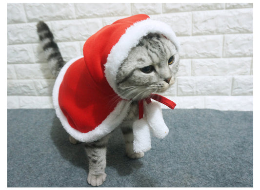 KFX-4209213 Red Pet Cloak for Cats and Small Dogs - Soft Christmas Dress for Festive Occasions