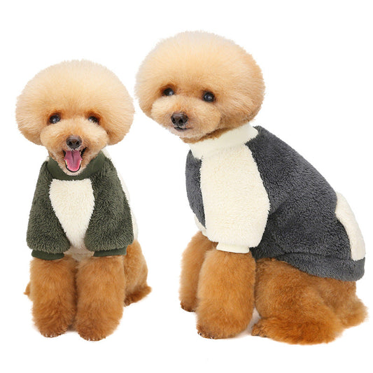 KFX-4211389 Warm Micro-Elastic Round Neck Pet Clothes with Pocket for Dogs