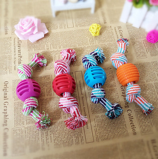 KFX-4211645 Cotton Rope Double Knot Ball Dog Toy for Tooth Cleaning and Chewing