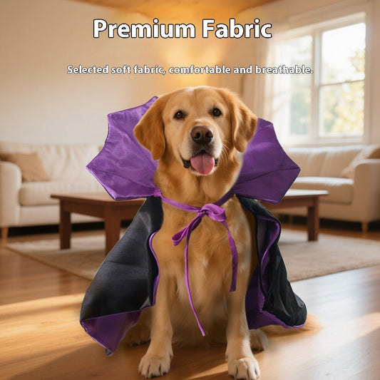 KFX-4221373 Stylish Halloween Pet Cape in Yellow and Purple - Casual Polyester Costume for Pets
