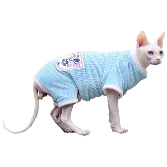 KFX-4224701 Warm Double-Sided Fleece Clothing for Hairless Cats in Multiple Colors and Sizes