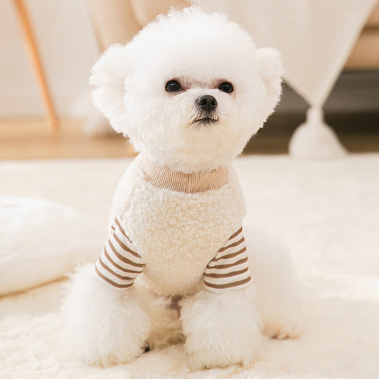 KFX-4230461 Cozy Patchwork Coral Velvet Hoodie for Cats and Dogs in Brown
