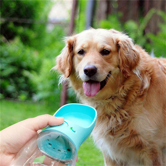 KFX-4233917 Portable Dog Water Bottle with Anti-Bacterial Material and One-Touch Waterproof Design, 350ml Blue