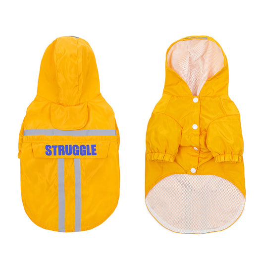 KFX-4251709 Waterproof Hooded Pet Raincoat with Reflective Strips - Foldable & Storage-Friendly