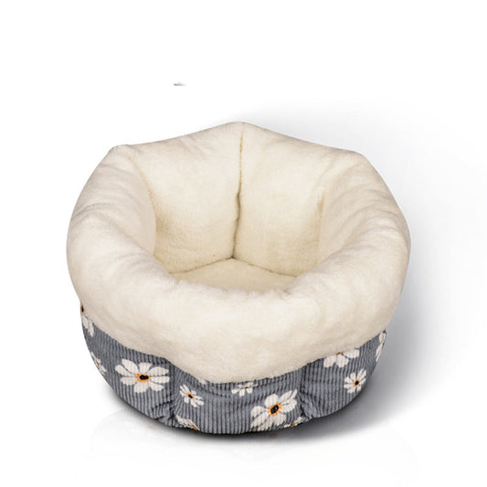 KFX-4259133 Cozy Cat Nest for Winter - Washed Cotton & PP Cotton Filling, Fully Machine Washable