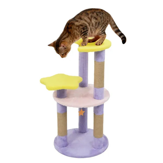 KFX-4276029 29-Inch Purple Cat Tree with 4 Levels and Jute Scratching Posts, Designed for Kittens and Cats