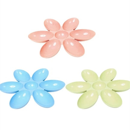 KFX-4276541 Flower-Shaped Shallow Multi-Rice Bowl Set - Available in Blue, Green, and Pink